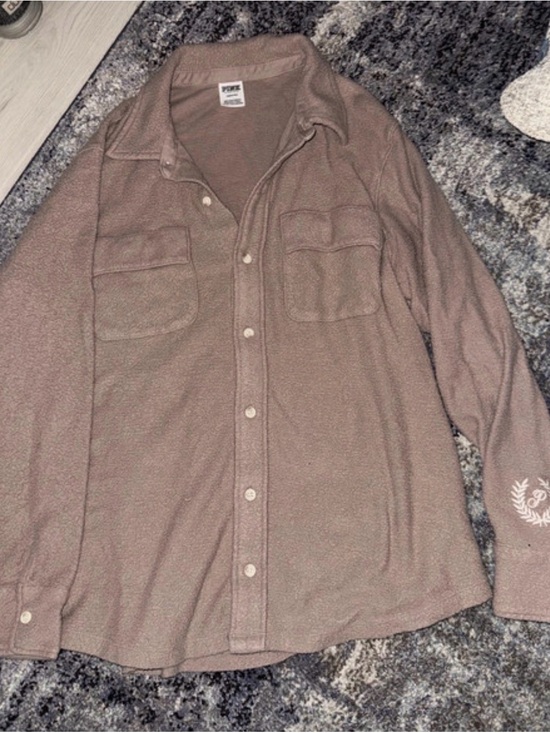 PINK Victoria's Secret Jackets & Blazers - PINK Victoria's Secret Teddy Jacket in Mauve Brown